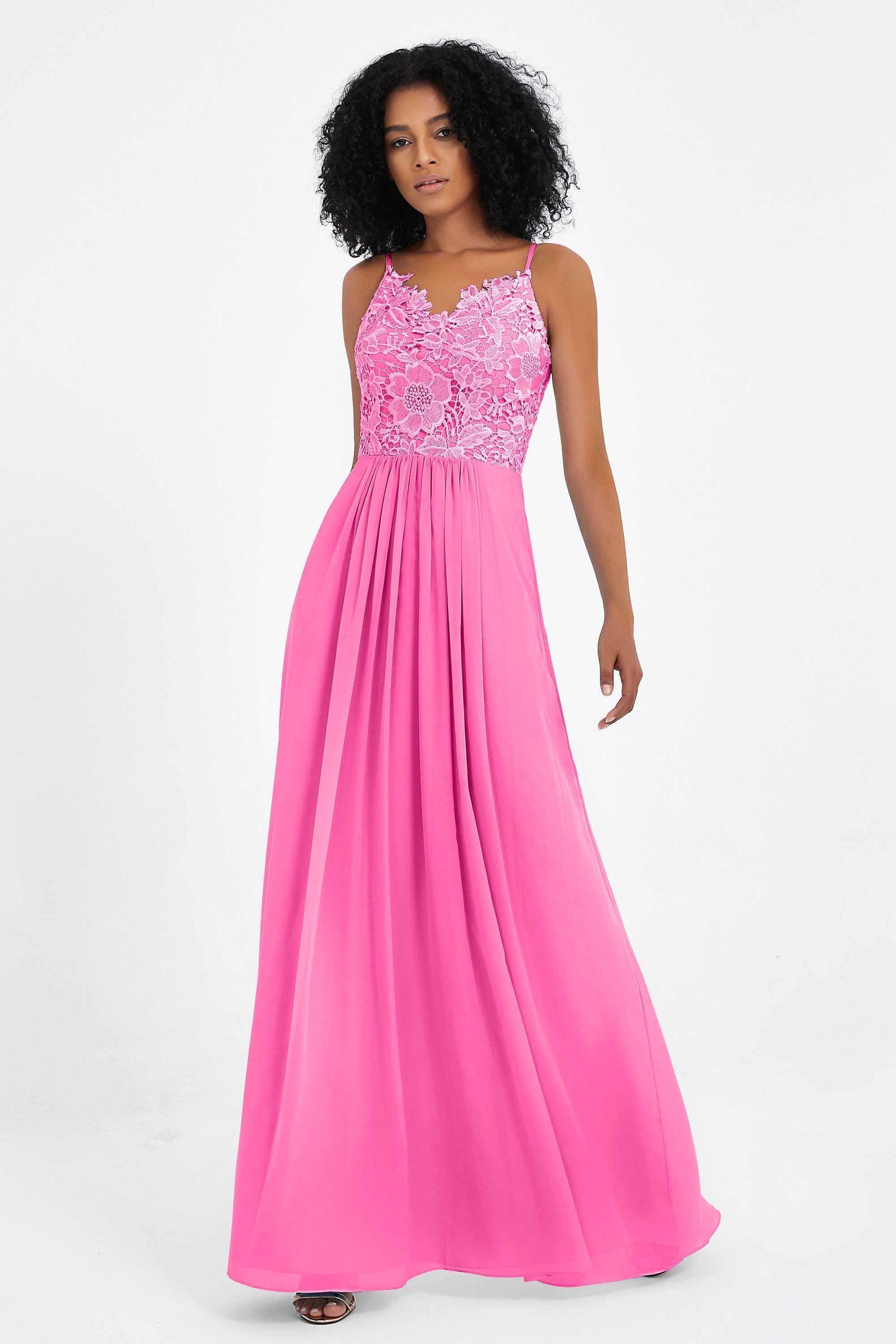 Spaghetti Straps Chiffon Lace Bridesmaid Dress Ruched Long Formal Evening Dresses Gowns