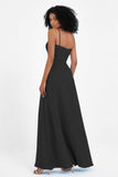 Spaghetti Straps Chiffon Lace Bridesmaid Dress Ruched Long Formal Evening Dresses Gowns