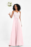 Spaghetti Straps Chiffon Lace Bridesmaid Dress Ruched Long Formal Evening Dresses Gowns