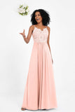 Spaghetti Straps Chiffon Lace Bridesmaid Dress Ruched Long Formal Evening Dresses Gowns