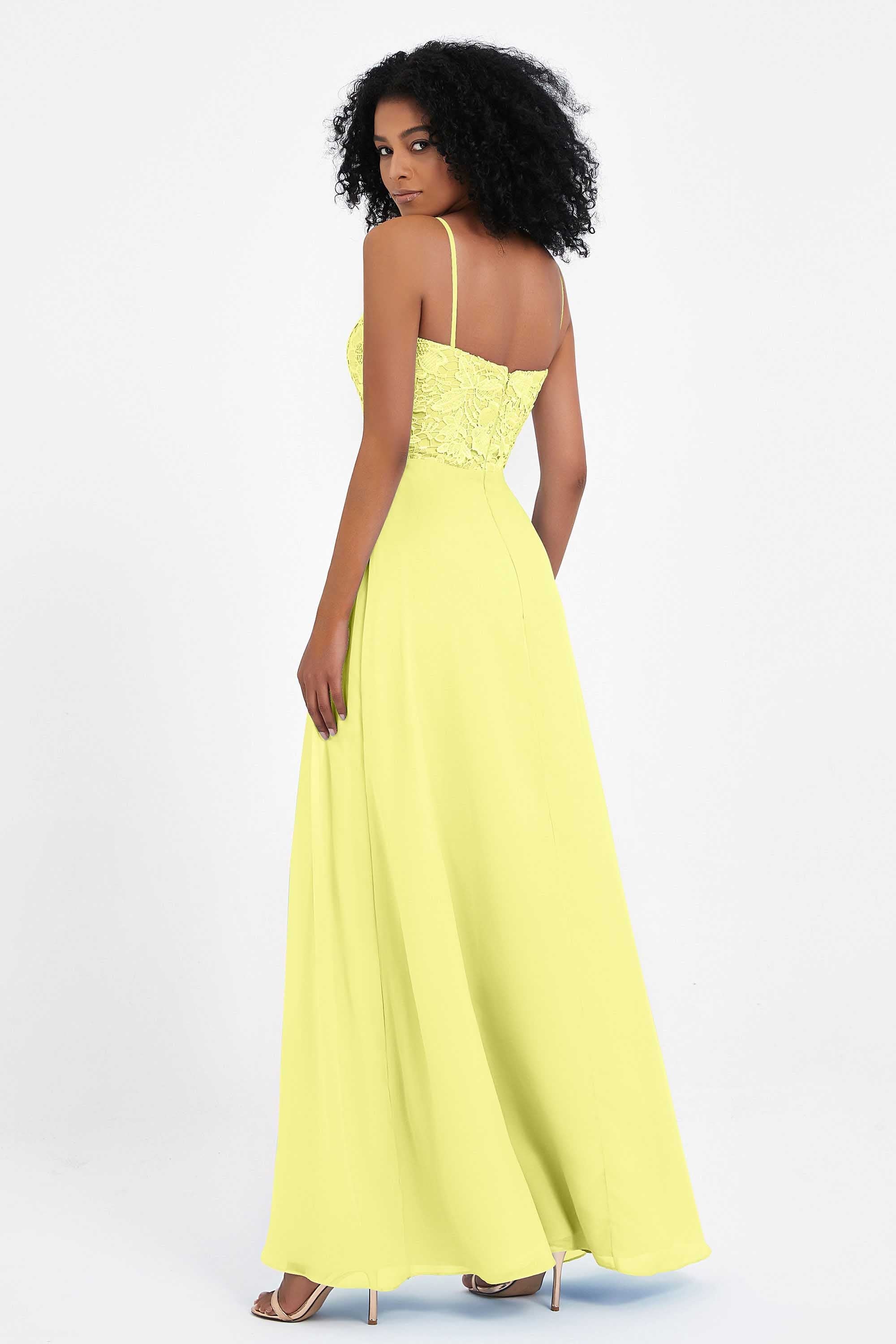 Spaghetti Straps Chiffon Lace Bridesmaid Dress Ruched Long Formal Evening Dresses Gowns