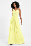 Spaghetti Straps Chiffon Lace Bridesmaid Dress Ruched Long Formal Evening Dresses Gowns