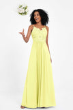 Spaghetti Straps Chiffon Lace Bridesmaid Dress Ruched Long Formal Evening Dresses Gowns