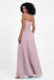 Spaghetti Straps Chiffon Lace Bridesmaid Dress Ruched Long Formal Evening Dresses Gowns