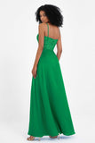 Spaghetti Straps Chiffon Lace Bridesmaid Dress Ruched Long Formal Evening Dresses Gowns
