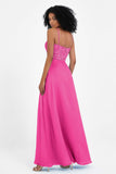 Spaghetti Straps Chiffon Lace Bridesmaid Dress Ruched Long Formal Evening Dresses Gowns