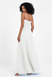 Spaghetti Straps Chiffon Lace Bridesmaid Dress Ruched Long Formal Evening Dresses Gowns