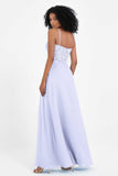 Spaghetti Straps Chiffon Lace Bridesmaid Dress Ruched Long Formal Evening Dresses Gowns