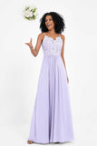 Spaghetti Straps Chiffon Lace Bridesmaid Dress Ruched Long Formal Evening Dresses Gowns