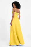 Spaghetti Straps Chiffon Lace Bridesmaid Dress Ruched Long Formal Evening Dresses Gowns