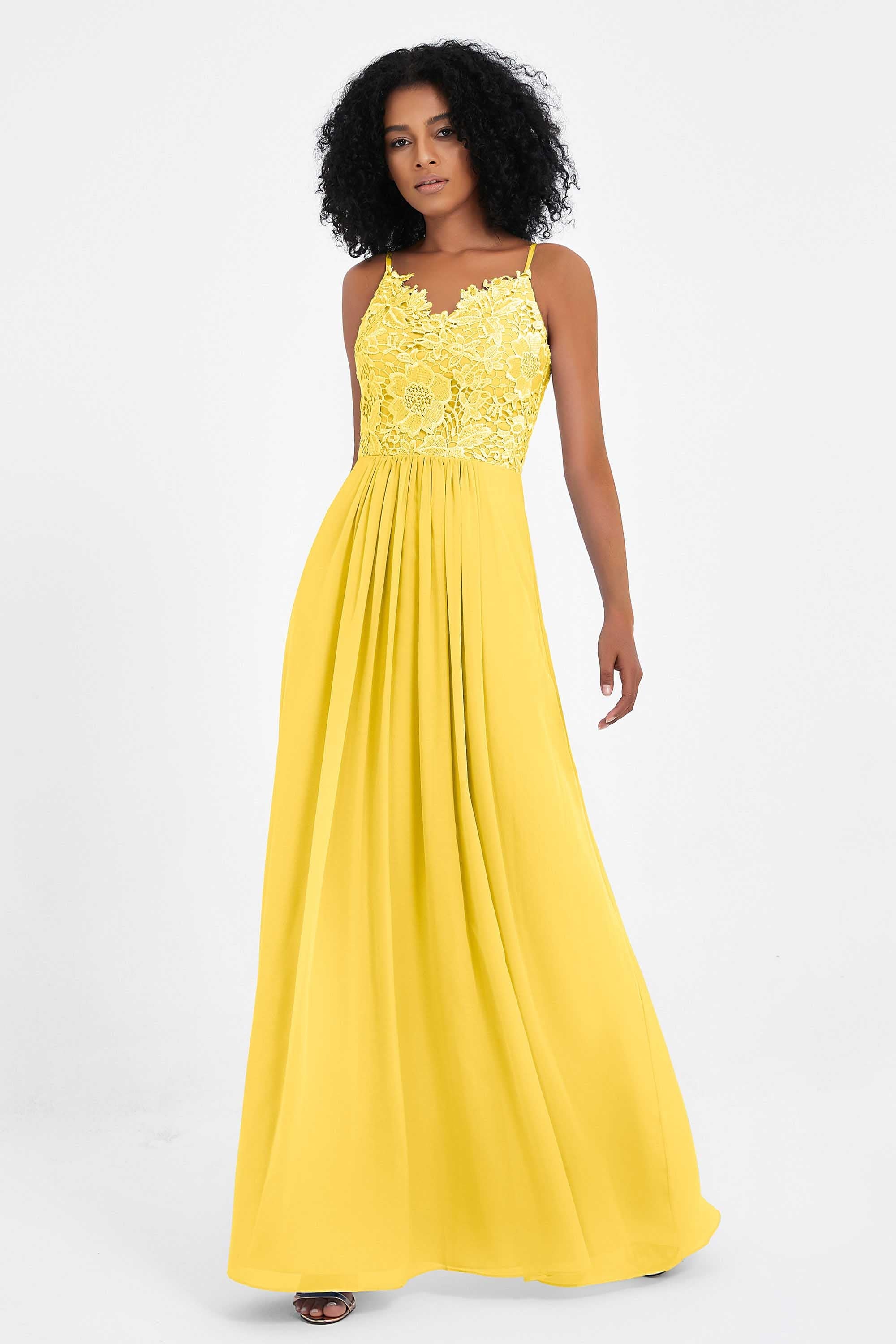 Spaghetti Straps Chiffon Lace Bridesmaid Dress Ruched Long Formal Evening Dresses Gowns