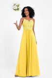 Spaghetti Straps Chiffon Lace Bridesmaid Dress Ruched Long Formal Evening Dresses Gowns