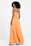 Spaghetti Straps Chiffon Lace Bridesmaid Dress Ruched Long Formal Evening Dresses Gowns