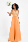 Spaghetti Straps Chiffon Lace Bridesmaid Dress Ruched Long Formal Evening Dresses Gowns