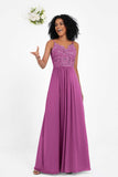 Spaghetti Straps Chiffon Lace Bridesmaid Dress Ruched Long Formal Evening Dresses Gowns