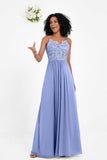 Spaghetti Straps Chiffon Lace Bridesmaid Dress Ruched Long Formal Evening Dresses Gowns