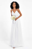 Spaghetti Straps Chiffon Lace Bridesmaid Dress Ruched Long Formal Evening Dresses Gowns