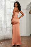 Spaghetti Straps Mermaid Satin Formal Evening Dresses Cowl Neck Prom Bridesmaid Dress Gowns