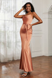 Spaghetti Straps Mermaid Satin Formal Evening Dresses Cowl Neck Prom Bridesmaid Dress Gowns