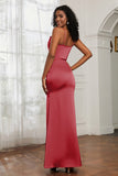 Spaghetti Straps Mermaid Satin Formal Evening Dresses Cowl Neck Prom Bridesmaid Dress Gowns