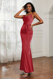Spaghetti Straps Mermaid Satin Formal Evening Dresses Cowl Neck Prom Bridesmaid Dress Gowns