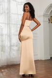Spaghetti Straps Mermaid Satin Formal Evening Dresses Cowl Neck Prom Bridesmaid Dress Gowns