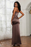 Spaghetti Straps Mermaid Satin Formal Evening Dresses Cowl Neck Prom Bridesmaid Dress Gowns