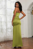 Spaghetti Straps Mermaid Satin Formal Evening Dresses Cowl Neck Prom Bridesmaid Dress Gowns