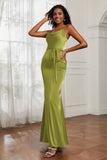 Spaghetti Straps Mermaid Satin Formal Evening Dresses Cowl Neck Prom Bridesmaid Dress Gowns