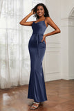 Spaghetti Straps Mermaid Satin Formal Evening Dresses Cowl Neck Prom Bridesmaid Dress Gowns