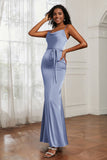 Spaghetti Straps Mermaid Satin Formal Evening Dresses Cowl Neck Prom Bridesmaid Dress Gowns