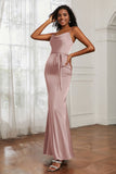 Spaghetti Straps Mermaid Satin Formal Evening Dresses Cowl Neck Prom Bridesmaid Dress Gowns