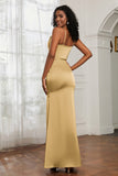 Spaghetti Straps Mermaid Satin Formal Evening Dresses Cowl Neck Prom Bridesmaid Dress Gowns