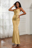 Spaghetti Straps Mermaid Satin Formal Evening Dresses Cowl Neck Prom Bridesmaid Dress Gowns