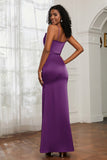 Spaghetti Straps Mermaid Satin Formal Evening Dresses Cowl Neck Prom Bridesmaid Dress Gowns