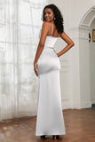 Spaghetti Straps Mermaid Satin Formal Evening Dresses Cowl Neck Prom Bridesmaid Dress Gowns