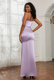Spaghetti Straps Mermaid Satin Formal Evening Dresses Cowl Neck Prom Bridesmaid Dress Gowns