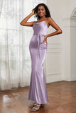 Spaghetti Straps Mermaid Satin Formal Evening Dresses Cowl Neck Prom Bridesmaid Dress Gowns