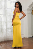 Spaghetti Straps Mermaid Satin Formal Evening Dresses Cowl Neck Prom Bridesmaid Dress Gowns