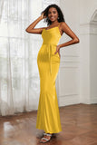 Spaghetti Straps Mermaid Satin Formal Evening Dresses Cowl Neck Prom Bridesmaid Dress Gowns