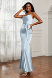 Spaghetti Straps Mermaid Satin Formal Evening Dresses Cowl Neck Prom Bridesmaid Dress Gowns