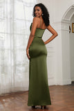 Spaghetti Straps Mermaid Satin Formal Evening Dresses Cowl Neck Prom Bridesmaid Dress Gowns