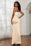 Spaghetti Straps Mermaid Satin Formal Evening Dresses Cowl Neck Prom Bridesmaid Dress Gowns