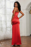 Spaghetti Straps Mermaid Satin Formal Evening Dresses Cowl Neck Prom Bridesmaid Dress Gowns