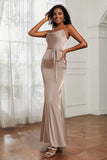 Spaghetti Straps Mermaid Satin Formal Evening Dresses Cowl Neck Prom Bridesmaid Dress Gowns