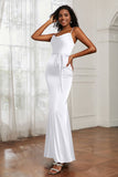 Spaghetti Straps Mermaid Satin Formal Evening Dresses Cowl Neck Prom Bridesmaid Dress Gowns
