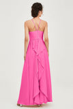 Halter Neck Elegant Bridesmaid Chiffon Dresses Sleeveless Formal Evening Dress Gowns