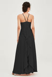 Halter Neck Elegant Bridesmaid Chiffon Dresses Sleeveless Formal Evening Dress Gowns
