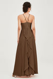 Halter Neck Elegant Bridesmaid Chiffon Dresses Sleeveless Formal Evening Dress Gowns