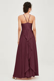 Halter Neck Elegant Bridesmaid Chiffon Dresses Sleeveless Formal Evening Dress Gowns
